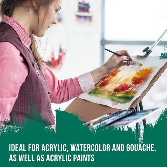 2 Piece Special Effects Artist Paint Brush Set - Professional Taklon Synthetic FX Brushes, Ribbon, Muti-Liner, Angular - Create Grass, Hair, Fur - Watercolor, Acrylic, Gouache, Oil {5}