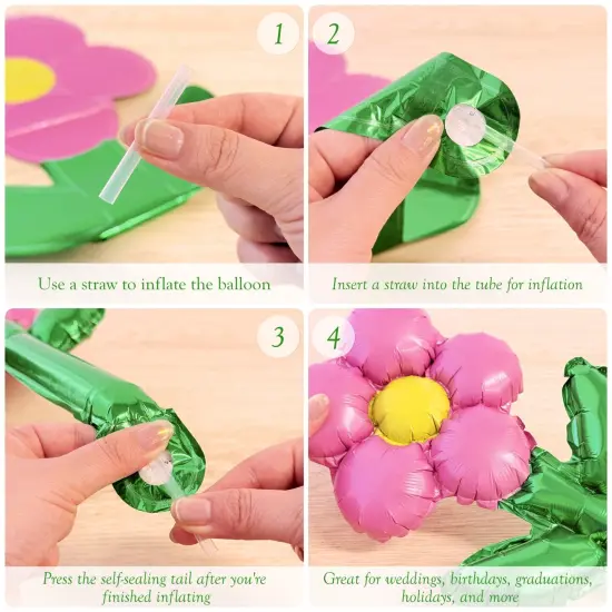 Wrapables Aluminum Foil Flower Balloons for Mother's Day, Valentine's Day, Easter, Birthday Parties (Set of 10) {3}