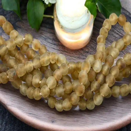 10-11mm Brown Blended Glass Chunky Recycled Glass Beads (20" Strand) {3}