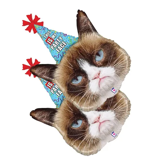 Grumpy Cat Party Face Foil Balloon Cat Shape 36" {3}