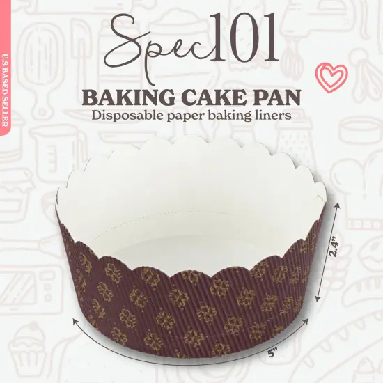 Spec101 Baking Cake Pan 25pc Set - Disposable Round Decorative Paper Bakeware {2}