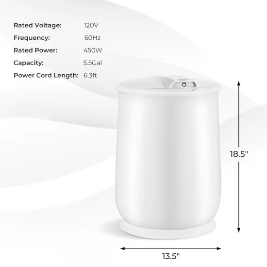 Bathroom Spa Bucket Towel Warmer with Flip Top Lid and 5.5 Gallons Large Capacity White {6}