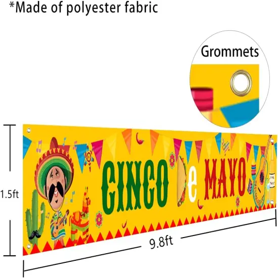 Large Cinco De Mayo Banner, Mexican Fiesta Party Supplies Decoration, Cinco De Mayo Party Supplies, Baby Shower Party Banner (Copper) {2}