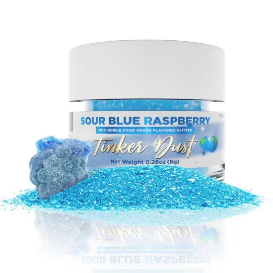 Bakell - Sour Blue Raspberry Flavored Tinker Dust (8g, 1x Jar) Edible Glitter Blended Candy Topping {1}