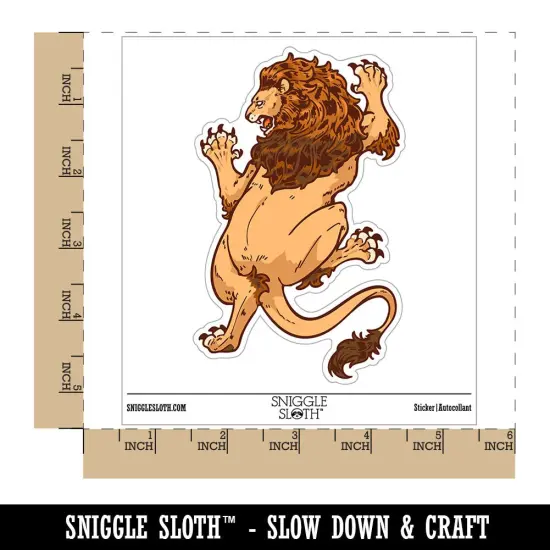 Water Bottle Sticker Set Ferocious Crawling Lion Regal Cat Fierce Cute Waterproof Vinyl Stickers Pack Decal, Skateboard, Laptop, Car, Window, Bumper - 5 Pack {1}