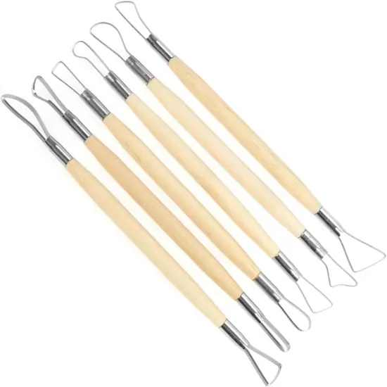6Pcs Clay Sculpting Tools, Small Double Ended Wax Carving Clay Sculpting Loops Rakes Pottery Tools {4}