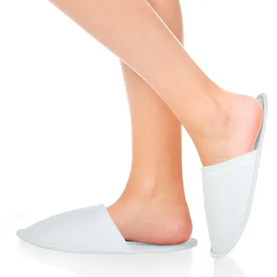 24 Pairs Disposable House Slippers for Guests - Bulk Slipper Pack for Hotel, Spa, Travel, Shoeless Home, White Closed Toe (US Men Size 10, Women 11) {4}
