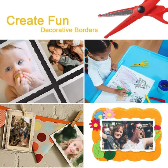 Craft Scissors Decorative Edge, 6 Pack Extended Crafting Scissors, Pattern Scissors with Different Designs on Blades, Fun Scissors for Kids, Teachers, Crafts, Scrapbooking, DIY Photos, Album {4}