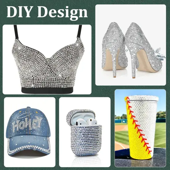 Resin Rhinestones for Crafting with B7000 Jewelry Glue, 1 Box Clear Flatback Crystals with 3Pcs 10ml Glue for Bedazzling Crafts DIY Nail Art Makeup，Non Hotfix Gems for Clothing Shoes {4}