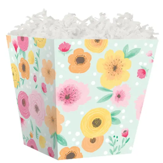 Pack/6: Floral Mint Sweet Treat Boxes - 4 x 4 x 4-1/2" {1}