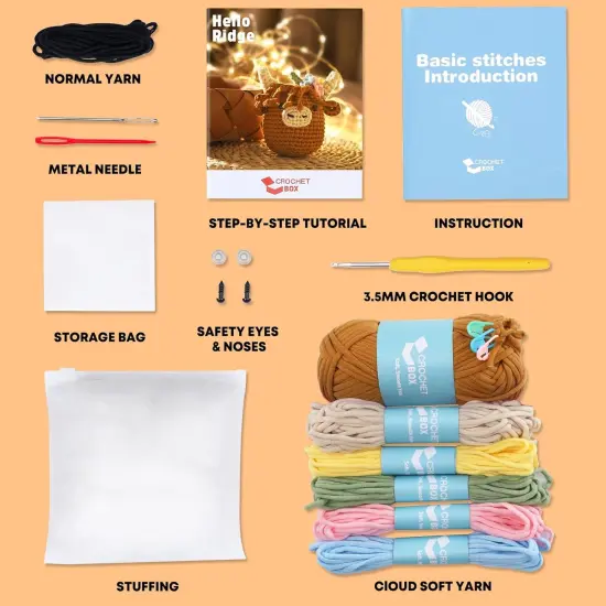Crochet Kit for Beginners: Highland Cow Crochet Kit, Starter Crochet Kit, Include Easy Knitting Soft Yarn, Step-by-Step Video Tutorial, Hook, Birthday Gift for Adults and Kids(30%+ Yarn) {3}