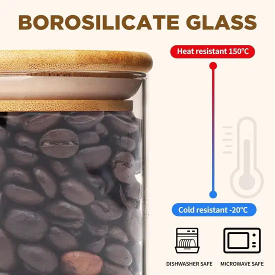 Glass Food Storage Jars, Glass Jars with Bamboo Lids, Kitchen Storage Jars, Set of 12, Canisters with Airtight Lids for Spice, Coffee, Cookie, Pantry Organizers {2}