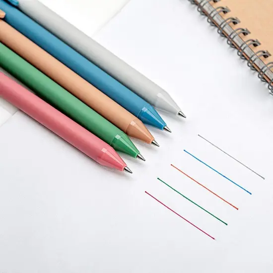 Soft Touch Retractable Gel Ink Pens 0.5mm Fine Point (Morandi Colors 5-Pack Colored Ink) {3}