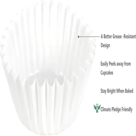 Heavy Duty Standard White Cupcake Liners 150 Counts - Grease-Resistant Paper Muffin Baking Cups, Odorless, No Muffin Pan Needed, Easily Peels (White) {3}