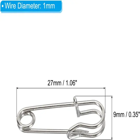 Safety Pins 1.06 Inch Large Metal Sewing Pins for Blankets Skirts Crafts Brooch Making Silver Tone 20Pcs {2}