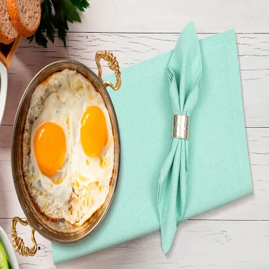 Dinner Napkin 18x18 inch Aqua,Everyday Napkins, Cotton Napkins, Wedding Napkins, Cocktails Napkins, Tailored with Mitered Corners & Generous Hem, Easy Care {5}