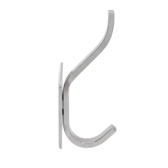 6 Pack Double Post Adhesive Wall Hooks, Heavy Duty Stainless Steel for Hanging Towel Coat Hat (3.6 in) Silver {7}