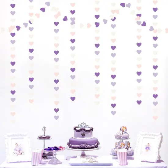 Purple-White Pink Birthday Party-Decorations Streamers - 52FT Hanging Heart Garland Banner,Baby Bridal Shower Engagement Wedding Anniversary Bachelorette Graduation Backdrop Decor {4}
