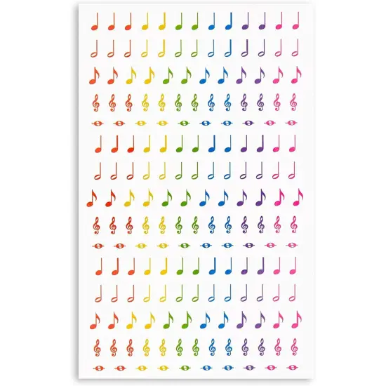 Music Note Stickers, Sticker Sheets (Rainbow, 18 Sheets, 3000 Pieces) Multicolor {1}