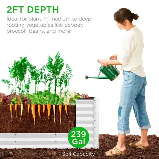 Best Choice Products 8x2x2ft Raised Metal Outdoor Garden Bed, Planter Box for Flowers, Vegetables, Herbs White {3}