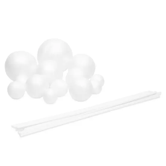 24 Piece DIY Solar System Model Kit with 14 White Foam Balls and 10 Bamboo Sticks for Science Projects {6}