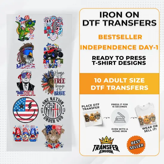 Best Seller Independence Day T-shirt Designs Premade DTF Gangsheet - DTF Bundle 1 {1}