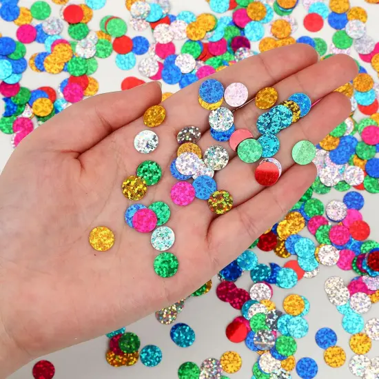 Multicolor Sparkle Foil Confetti, Glitter Round Confetti Birthday Scatter Table Metallic Sequin Sprinkles Circle Dots for Baby Shower Wedding Christmas Valentine Party Decorations {4}