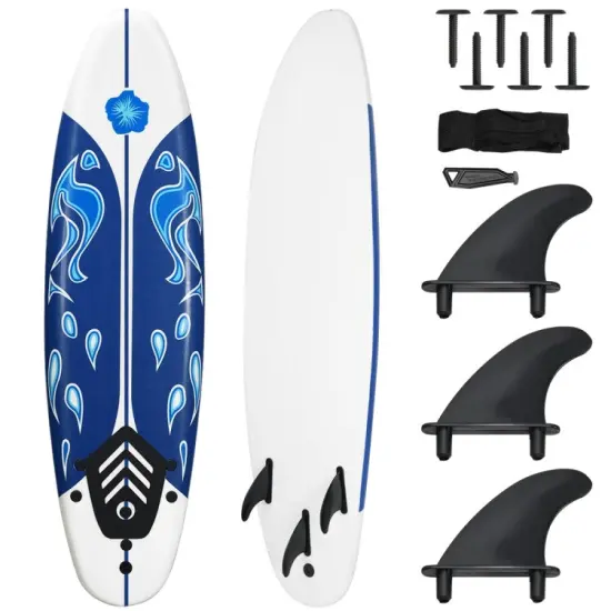 Foam Surfboard EPE EPS PP Lightweight Removable Fins White {9}