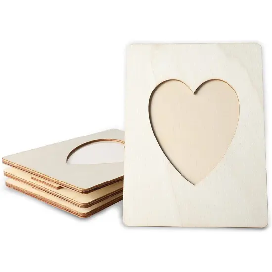 Heart Shaped Unfinished Wood Picture Frames for 4 x 6 Photos (5.9 x 7.9 In, 4 Pack) Brown {1}