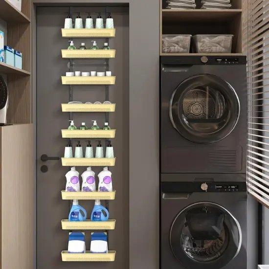 9-Tier Over The Door Pantry Organizer with Adjustable Baskets - No Drilling Wall-Mounted Spice Rack Shelves, Bathroom, Laundry & Closet {1}