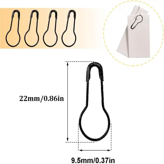 1000pcs Metal Safety Pins, Gourd/Bulb/Calabash/Bead Designs with Clothing Tag Fasteners for DIY Sewing/Craft/Home Decor (Black) {2}