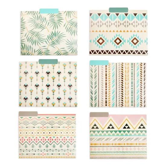 12 Pack Boho-Themed Decorative File Folders, 1/3 Cut Tab, Cute Office Supplies for Women (9.5 x 11.5 in) Multicolor {4}