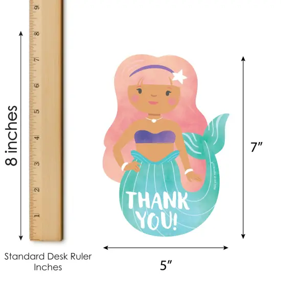 Big Dot of Happiness Mermaid Thank You Cards with Envelopes, Flat Mermaid Birthday Party Blank Thank You Note Cards, Set of 12 {6}