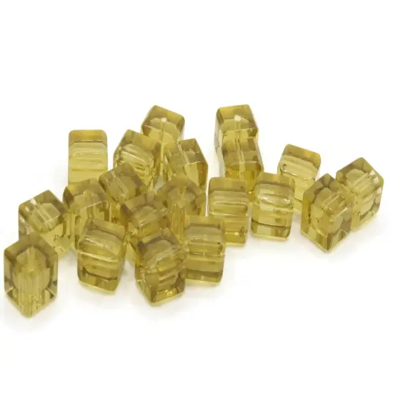 20 10mm Light Brown Glass Cube Beads {3}