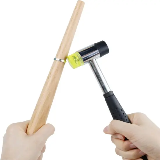 Ring Mandrel Metal Ring Sizer Set with Jewelry Rubber Mallet Hammer Rings Size Measuring Tools Finger Gauge Wood Ring Shaper Tool Jeweler's Repair Kit {5}