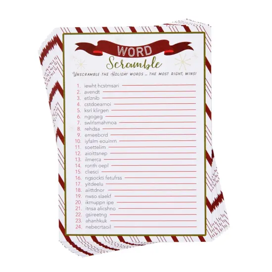 Blue Panda 50 Sheets Christmas Word Scramble Game, Holiday Party Activity for Family, Fun Festive Adult Christmas Party Games for Xmas Celebrations Gatherings at Home or Office (5 x 7 In) {1}