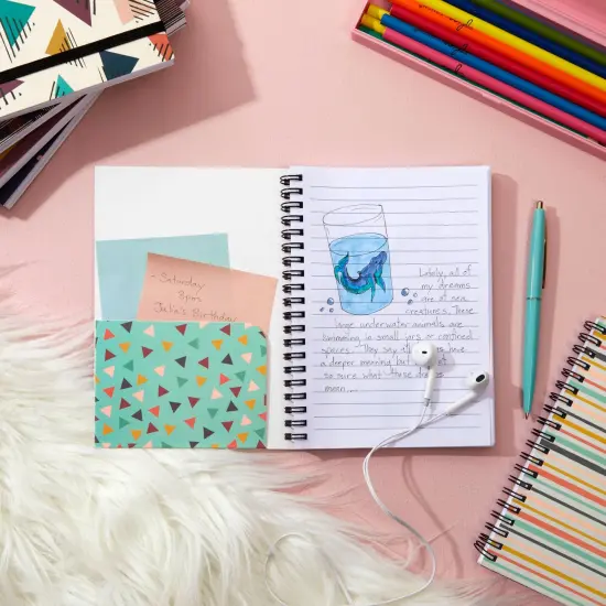 6 Pack 5x7 Spiral Notebooks with Pocket - Small Lined Journals with Elastic Closure for School, Work (6 Designs) Multicolor {2}