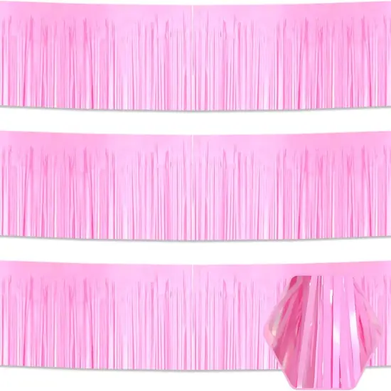 3 Pack 10 Long Macaron Pink Metallic Foil Fringe Garland Wall Hanging Tassle Banner, Mother's Day, Easter, Parade Floats, Birthday, Theme Party, Wedding Party Decorations {1}