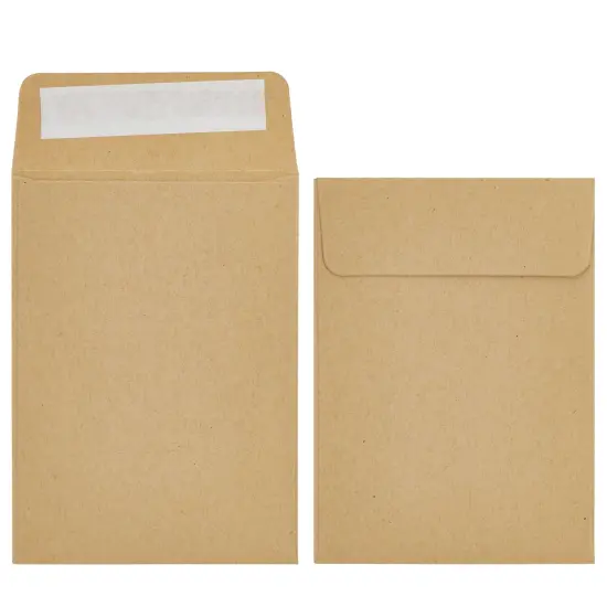 100 Pack Small Seed Saving Envelopes - 4.5x3.25 Self Adhesive Blank Packets for Coins, Stamps, Mini Parts Storage (Brown) {7}
