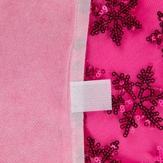 Northlight Sequin Snowflake Mini Christmas Tree Skirt - Pink - 20" {7}