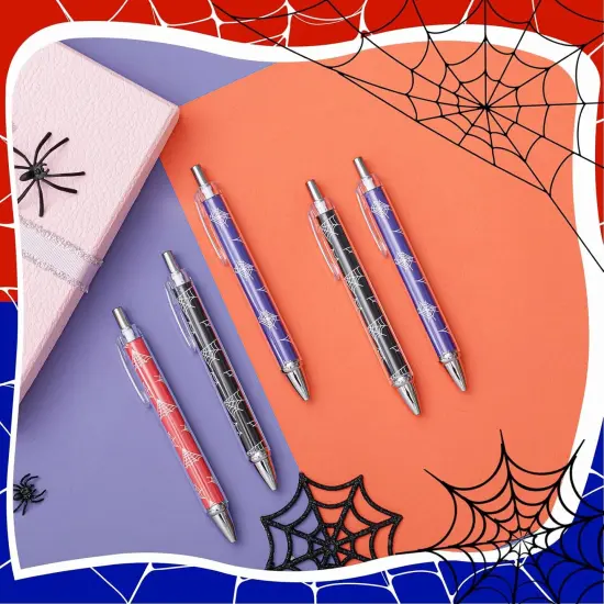 24 Pcs Ballpoint Pen Bulk 1.00 mm Retractable Gel Ink Pens Classroom Reward Prizes Goodie Bags Stuffers Gift Party Favors Supplies for Birthday themed Party Decorations (Spider Web) {3}