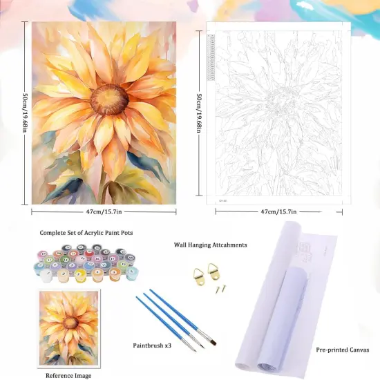 Paint by Numbers Kit for Adults - Sunflower DIY Adult Paint by Number Kits Flowers Acrylic Canvas Painting for Adults Beginners Kids Art Crafts Without Frame, 16x20 Inch {5}