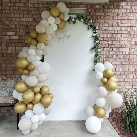 White Sand Gold Balloons, 60 Packs 12 Inch White Nude Balloons with Metallic Chrome Gold Beige Latex Balloons {4}