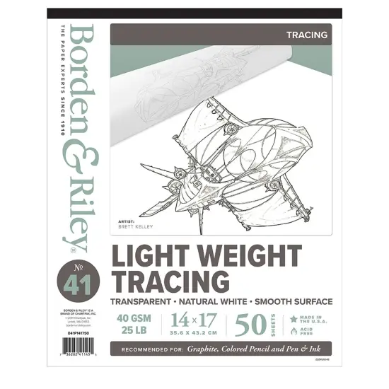 Borden & Riley #41 Monroe Triple T Parchment Tracing/Light Paper Pad, 40 GSM/25 lb., 1 Pad Each {1}