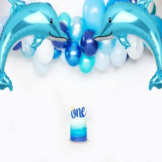 2 Pcs Dolphin Shape Splash Giant Foil Mylar Balloons {2}