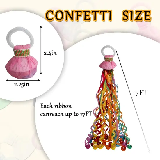 12 Pack Streamer Poppers, 6 Color Mix No Mess Confetti Poppers，Party Poppers No Mess Streamers Easy to Clean Handheld Streamer Cannon，Ideal for Celebrations and Events {2}