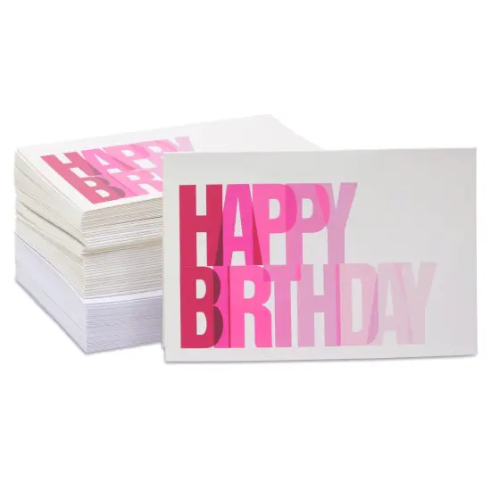 144 Pack Happy Birthday Cards Bulk Box Set with Envelopes for Students, Work, Office, Colorful Ombre Font (6 Designs, 4x6 In) Multicolor {7}