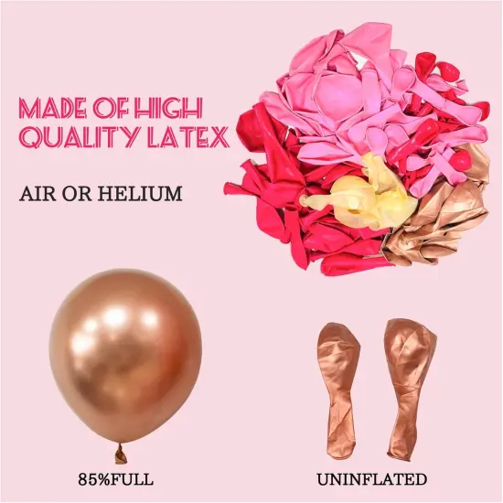 Pink Balloon Garland Arch Kit, 145pcs Hot Pink Rose Gold Balloons with Confetti Balloons for Mother's Day Decoration Girl's Birthday Bridal Baby Shower Princess Theme Party Background Decorations {4}
