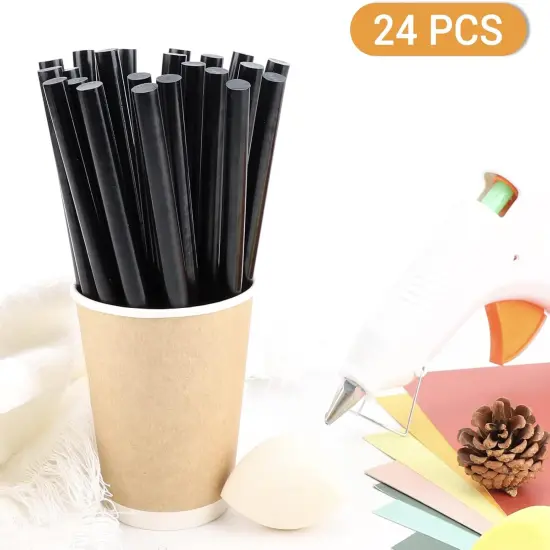 Black Craft Glue Gun Sticks, 0.43" Dia x 8" Long Full Size Hot Melt Glue Sticks for Fabric Adhesive Glue Sticks for DIY, Decoration, Car Dent Repair, Gluing Project, Wax Seal Stamp, 24 PCS {4}