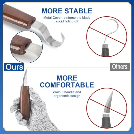 Wood Carving Tools, Wood Carving Kit 26-In-1 Whittling Kit- Includes Walnut Handle Wood Carving Knife,Whittling Knife, Hook Knife, Cut Resistant Gloves, Wood Carving Kit For Beginners {5}